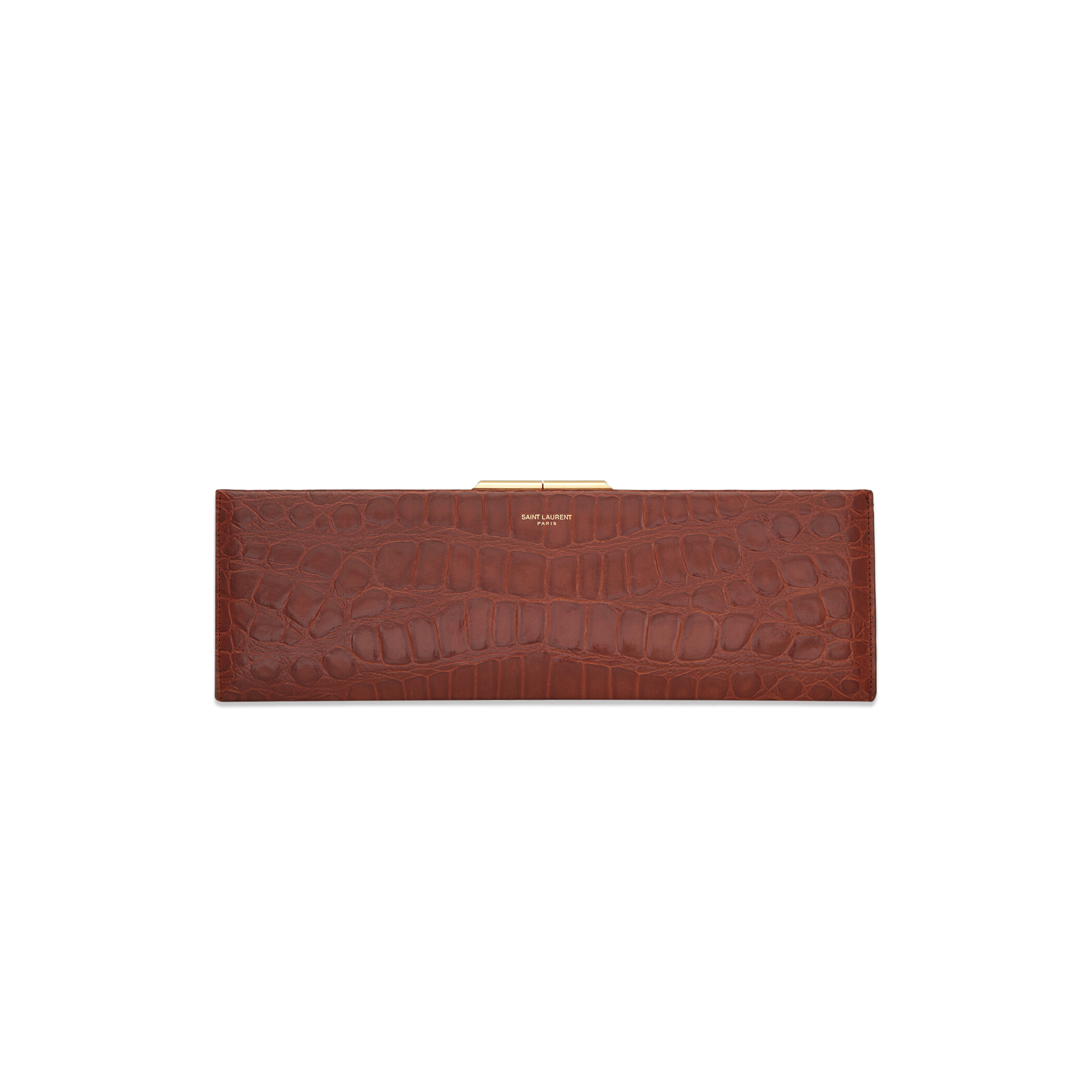 YSL MIDNIGHT LARGE CLUTCH IN CROCODILE-EMBOSSED LACQUERED LEATHER 6976582US1J2582 (33*10.5*4cm)